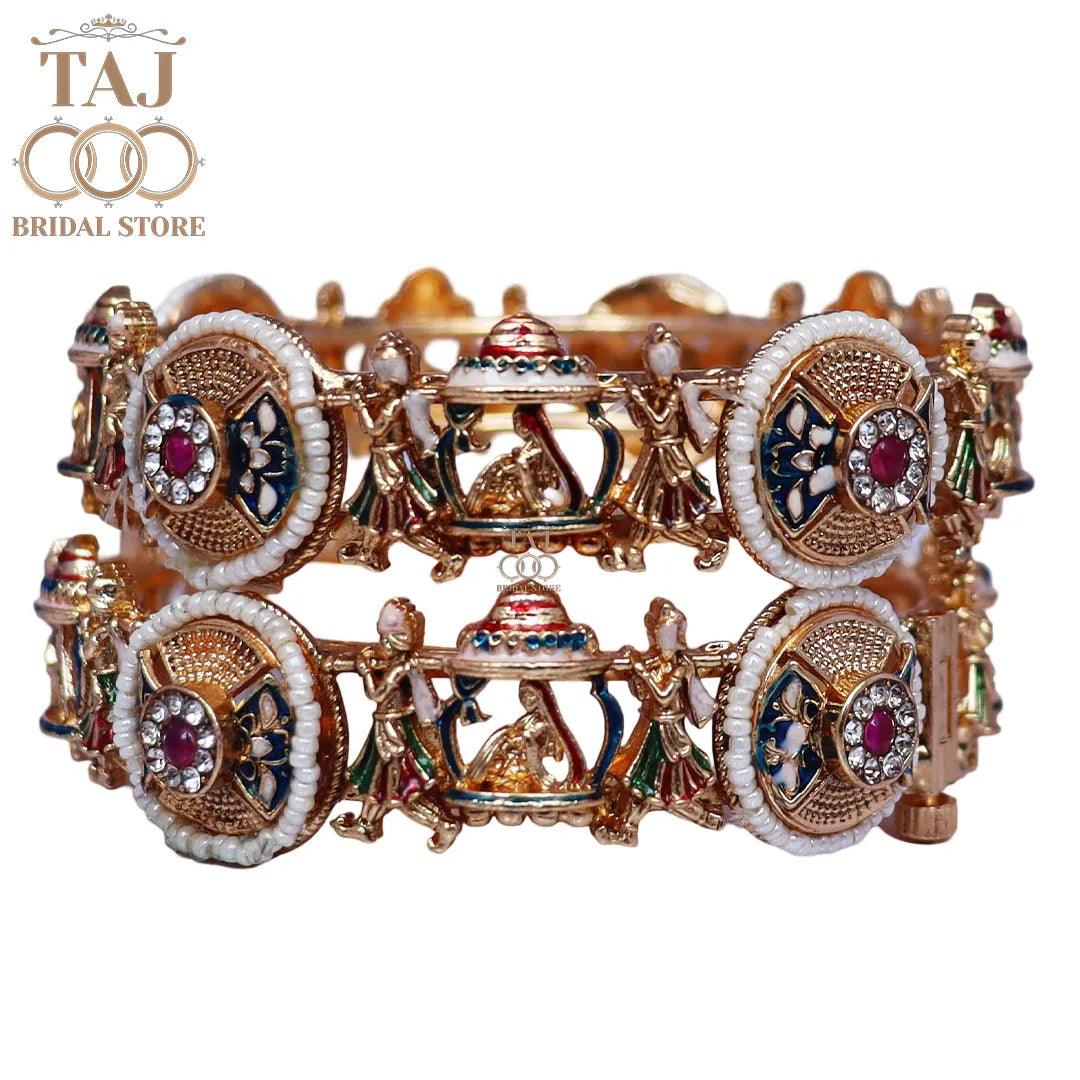 Designer Rajwadi Metal Kada Pair with New Traditional Doli Design