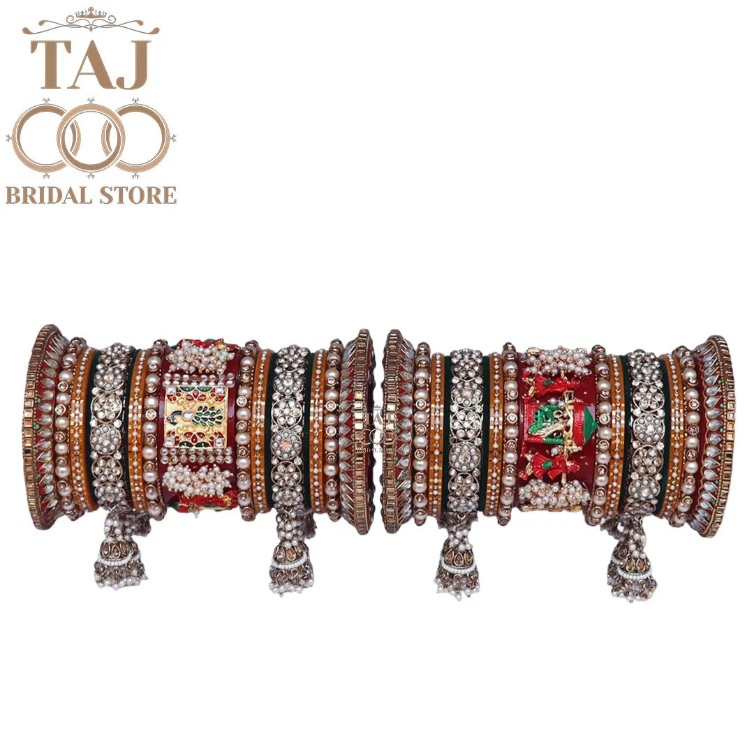 Traditional Bridal Chooda Set With Beautiful Peacock and Doli Design Kada
