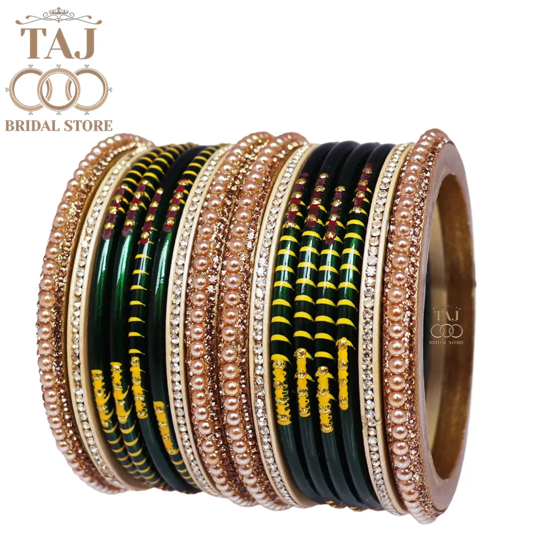 Diwali Special Short Lac Bangle Set with Beautiful Handpaint Design