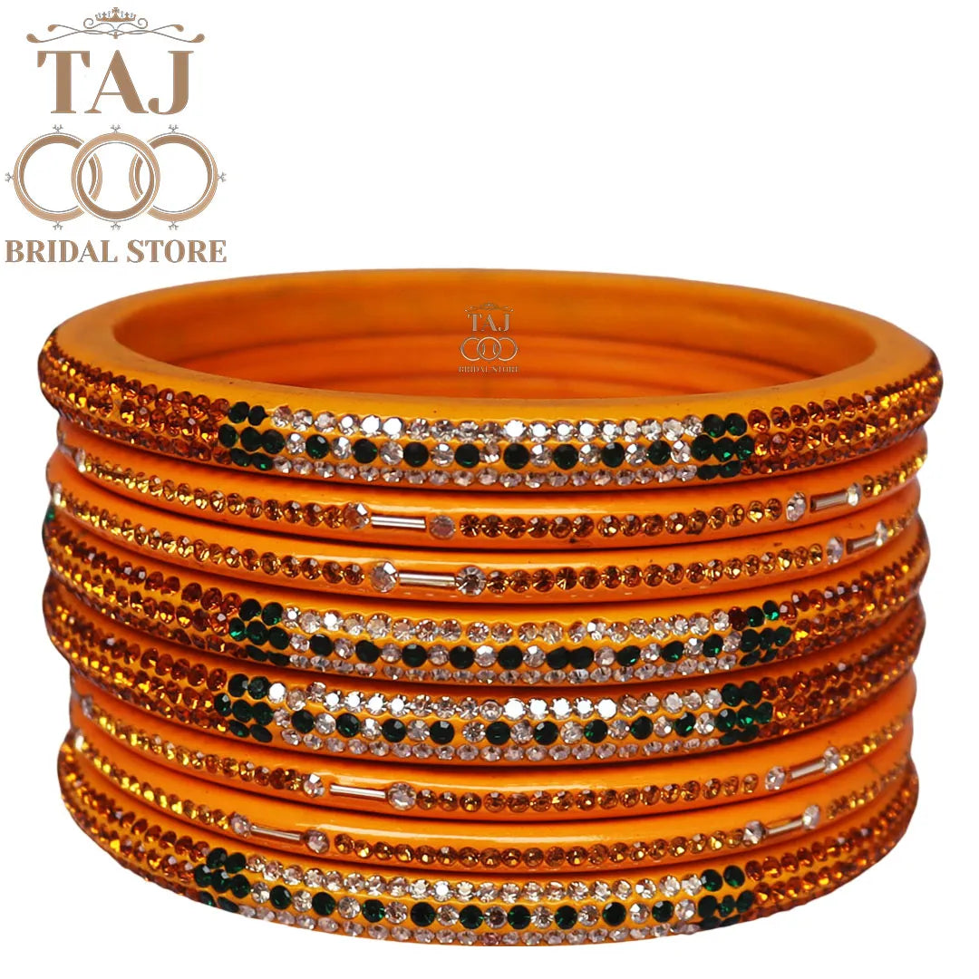 Traditional Lac Short Chura Set With Beautiful Best Rhinestons Design (Set Of 8)