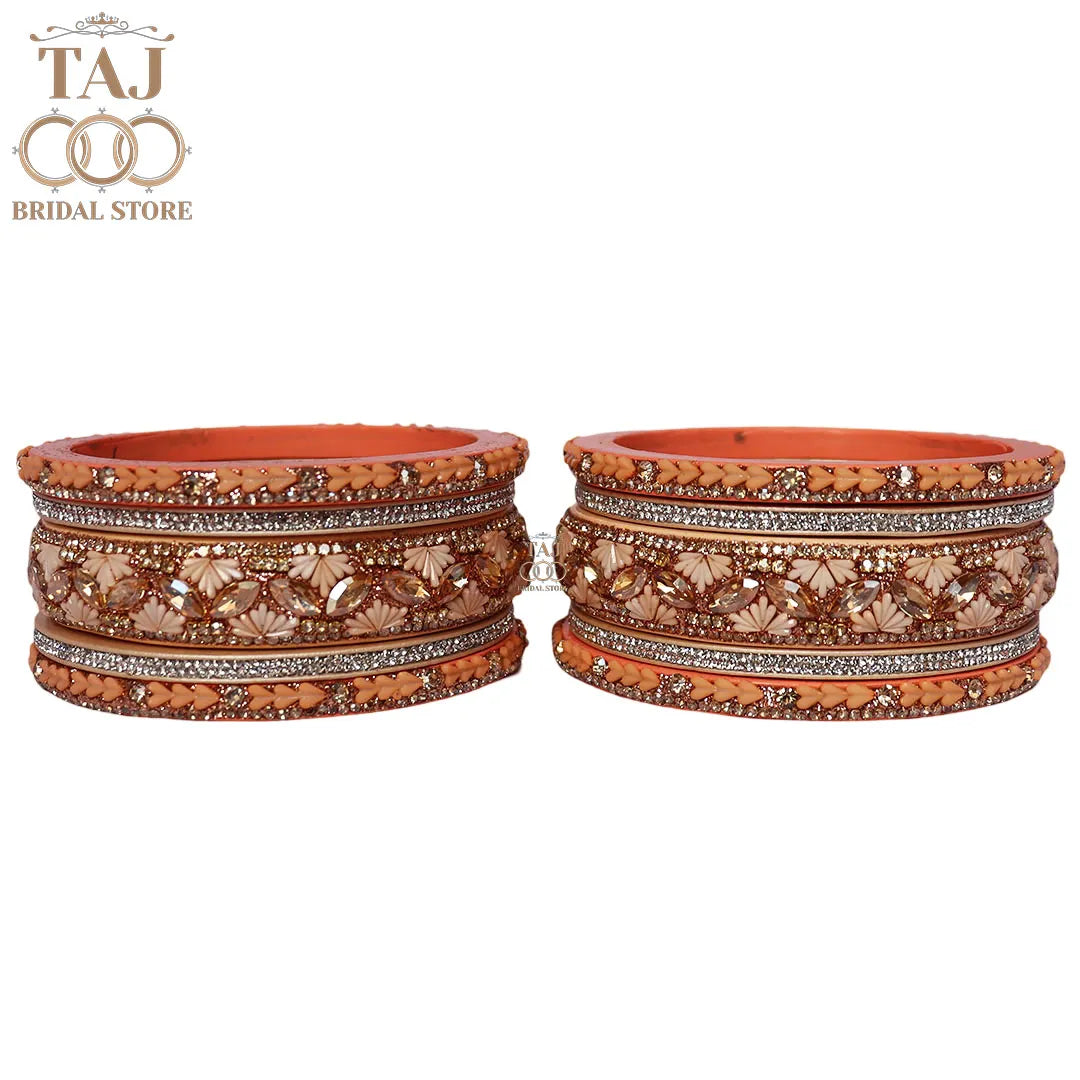 Women's Rajasthani Short Lac Bangles Set With Latest Kundan Design