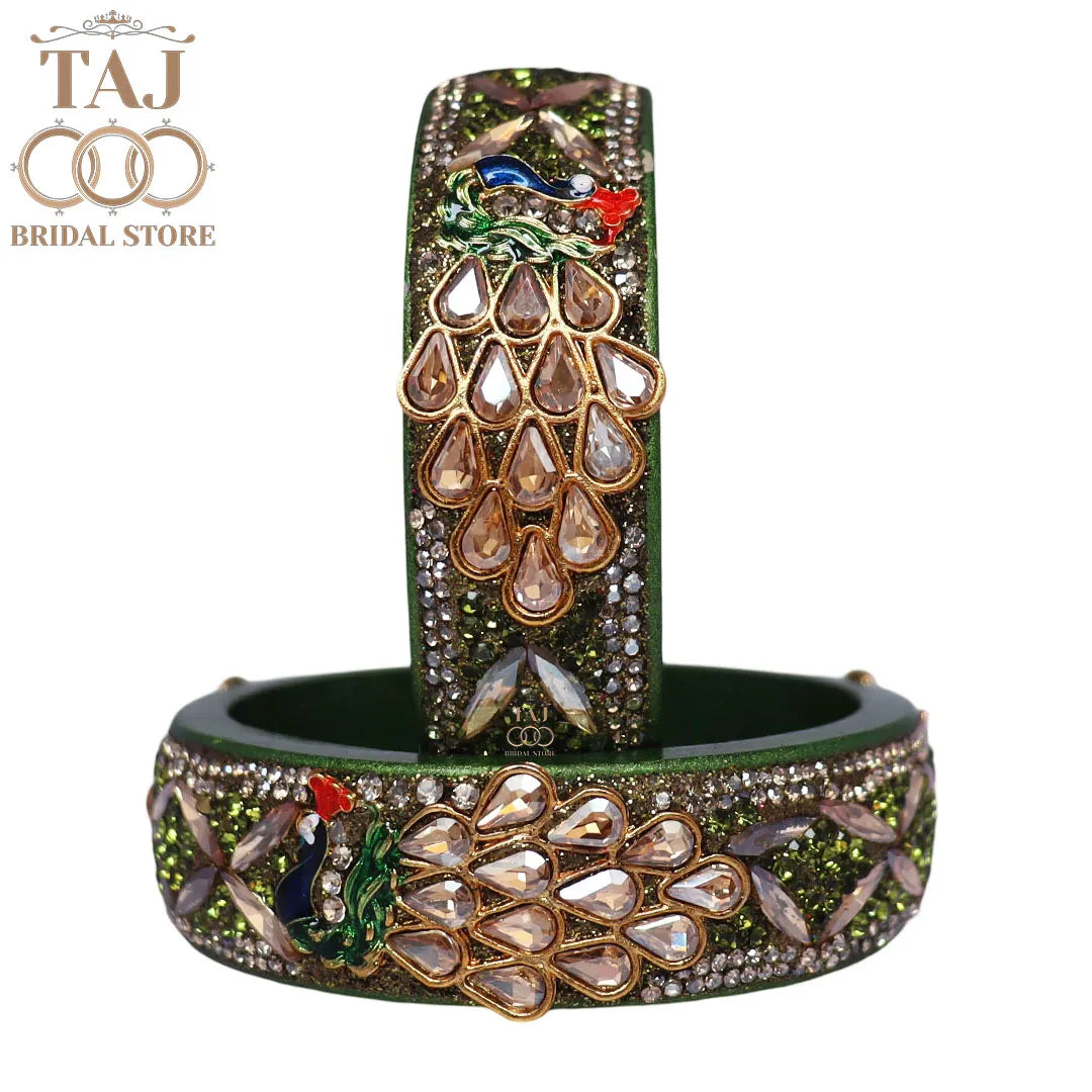 Premium Jaipuri Lac Kada Bangles Set with Latest Peacock Design