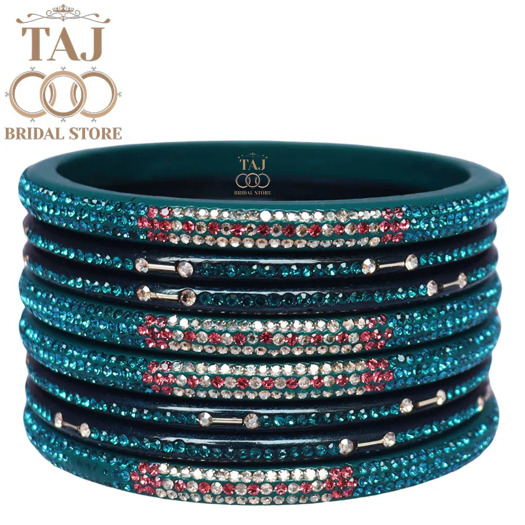 Traditional Lac Short Chura Set With Beautiful Best Rhinestons Design (Set Of 8)