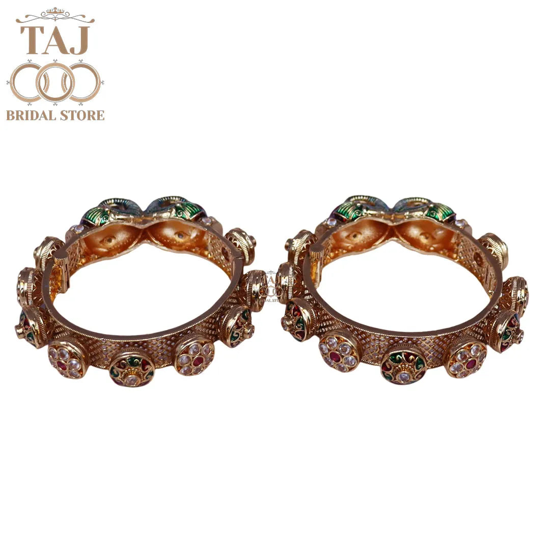 Luxurious Rajwadi Metal Kada with New Traditional Elephant Motifs