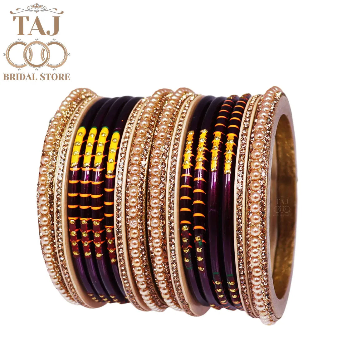 Diwali Special Short Lac Bangle Set with Beautiful Handpaint Design