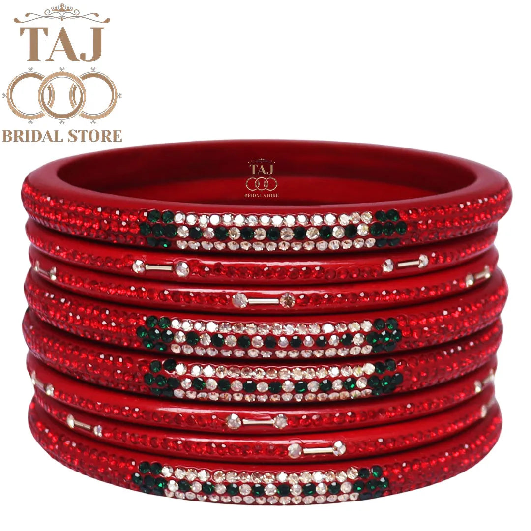 Traditional Lac Short Chura Set With Beautiful Best Rhinestons Design (Set Of 8)