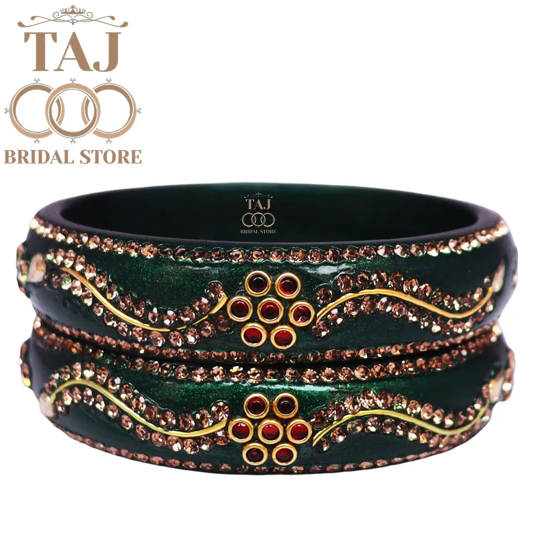 Daily Wear Designer Lac Kada With New Flower And Lace Design (Set Of 2)