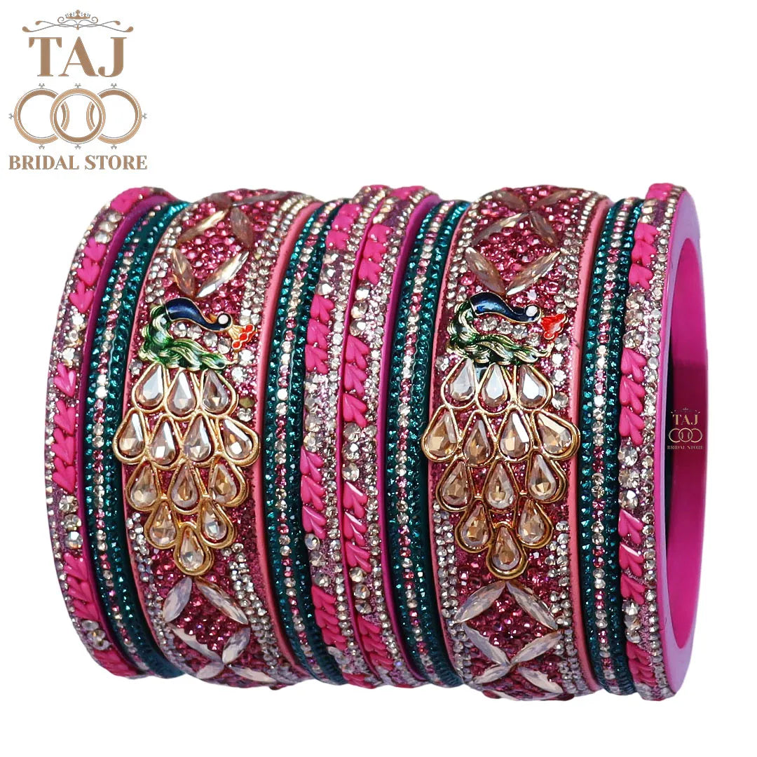 Luxurious Rajasthani Short Lac Bangles Set with Latest Peacock Design