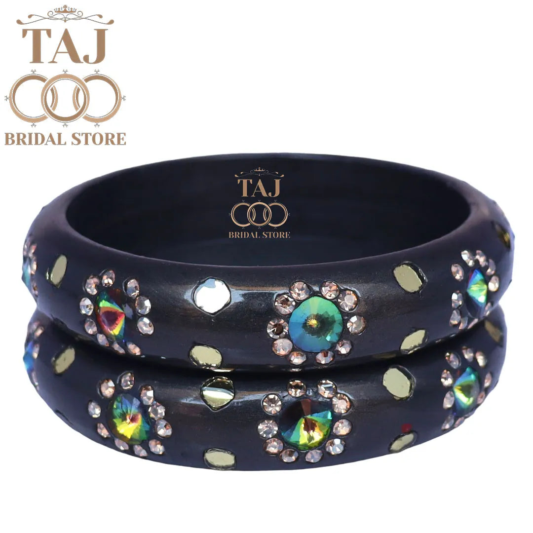 Lac Kada With Beautiful Rhinestone Design (Pack of 2)