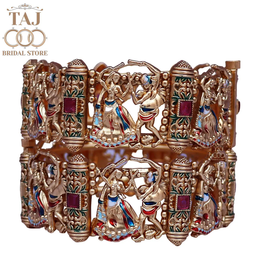 Rajwadi Metal Kada With Beautiful Latest Dandiya Design (Pack of 2)