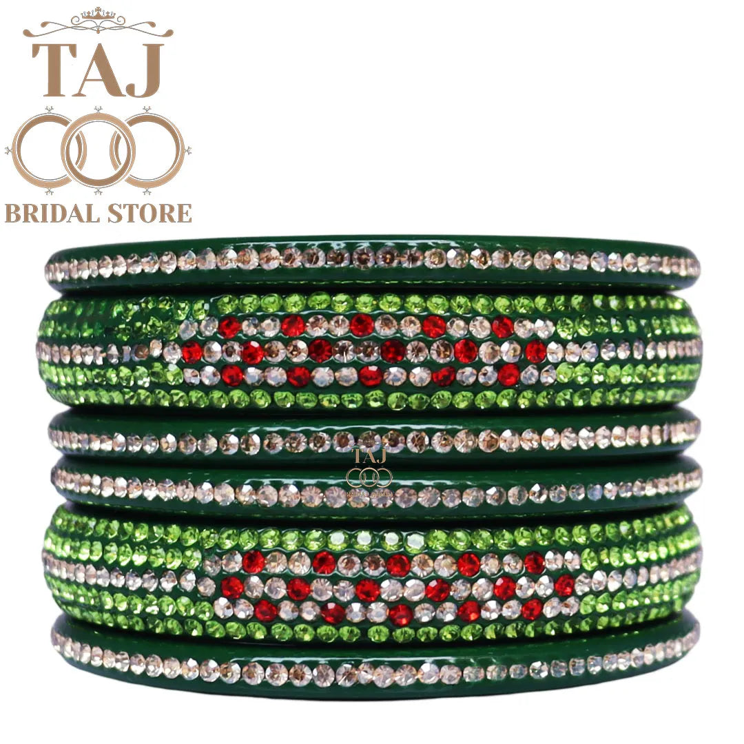 Lac Bangles Chura with Rhinestons Design