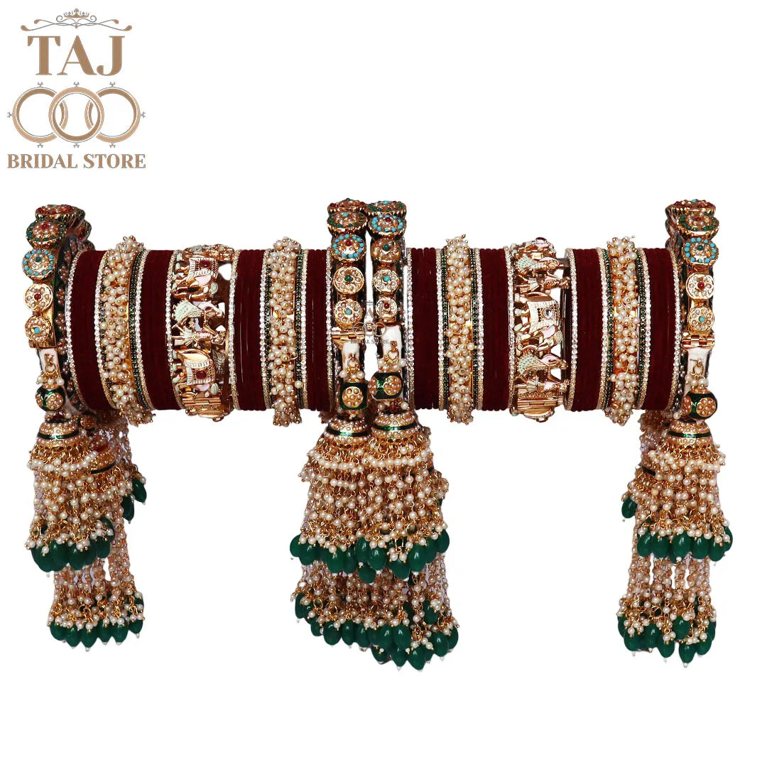 Luxurious Traditional Bridal Bangles Set in Latest Dulha-Dulhan Design
