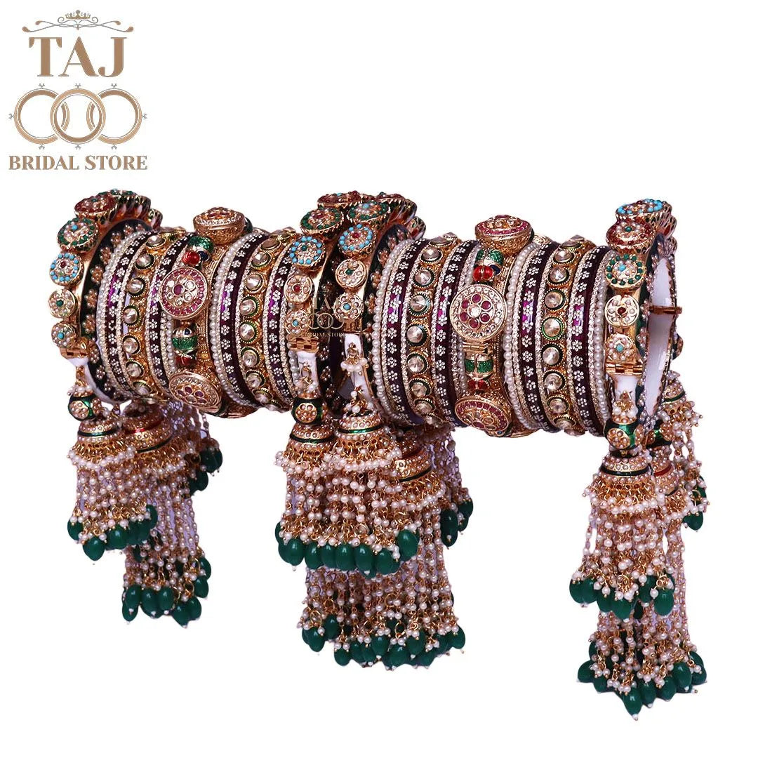 Luxurious Rajwadi Wedding Bangles Set in Beautiful Traditional Design