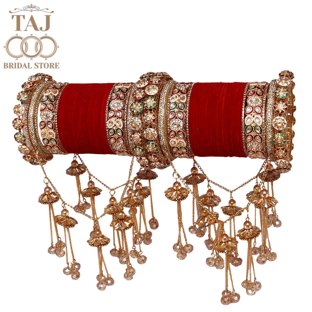 Luxurious Rajwadi Bridal Bangles Set With Latest Jhula Latkan Design