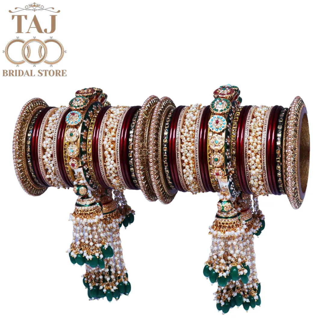 Royal Rajwadi Bridal Chooda Set with Heavy Jhoomer Latkan
