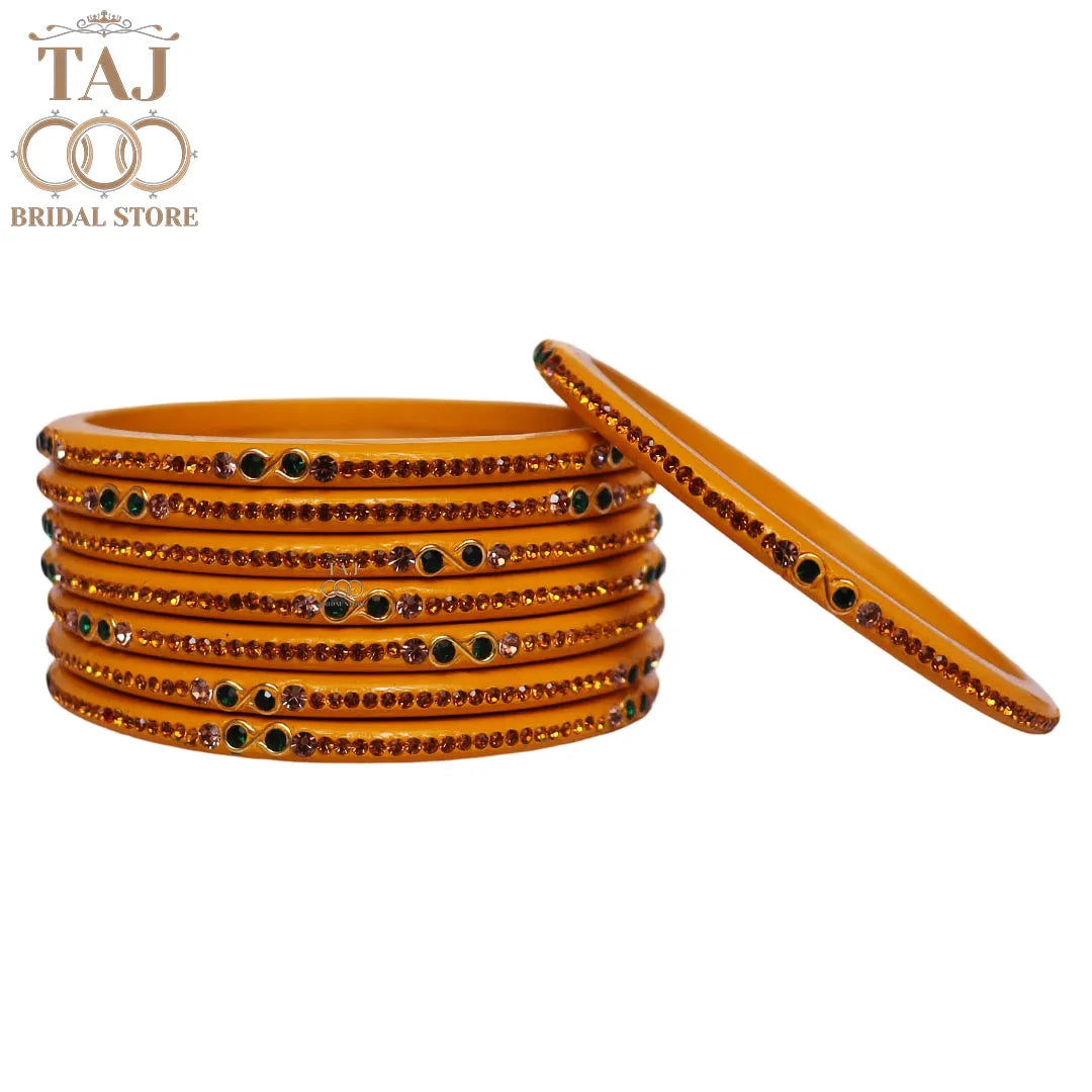 Designer Short Lac Bangles For Women With Latest Rhinestones Design