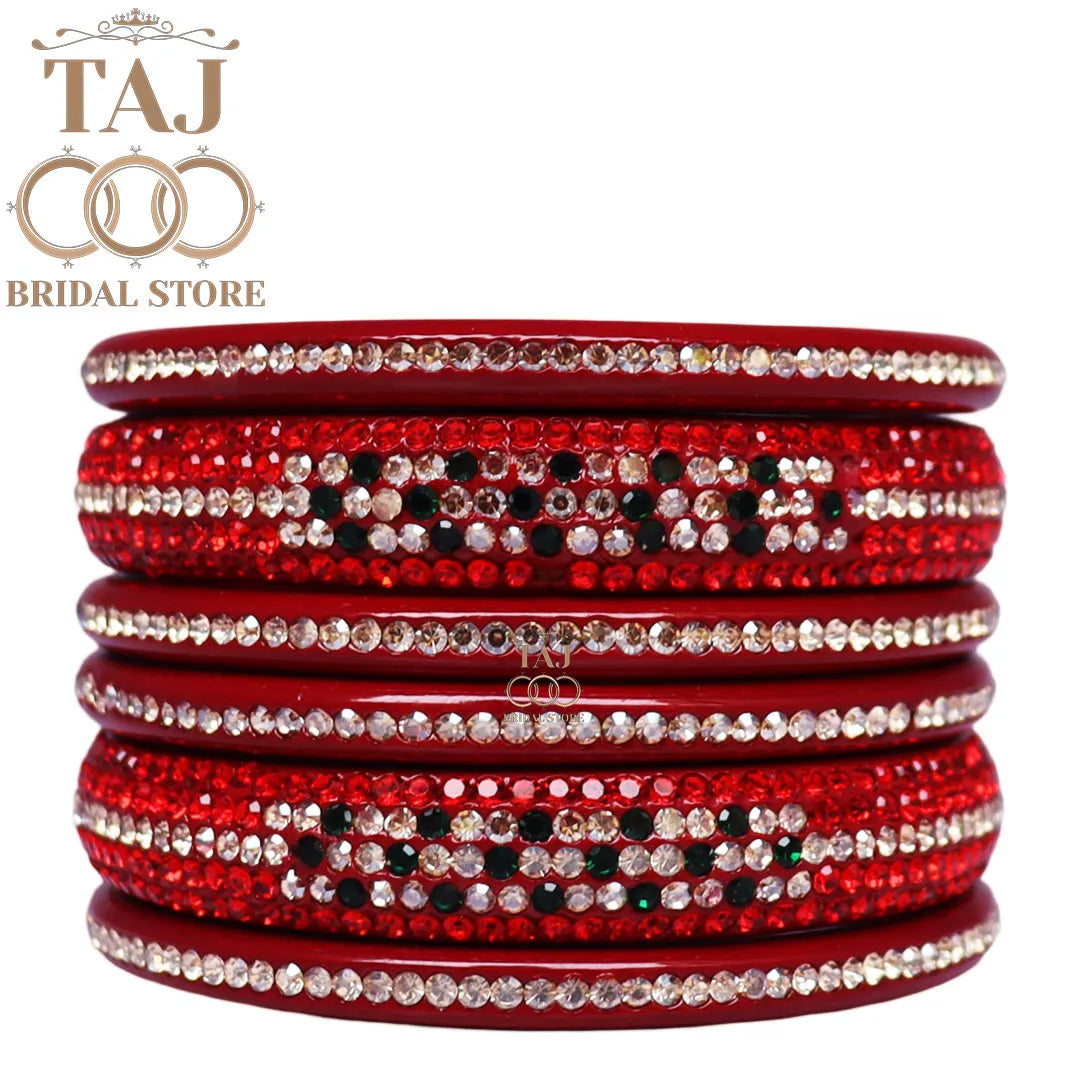 Lac Bangles Chura with Rhinestons Design