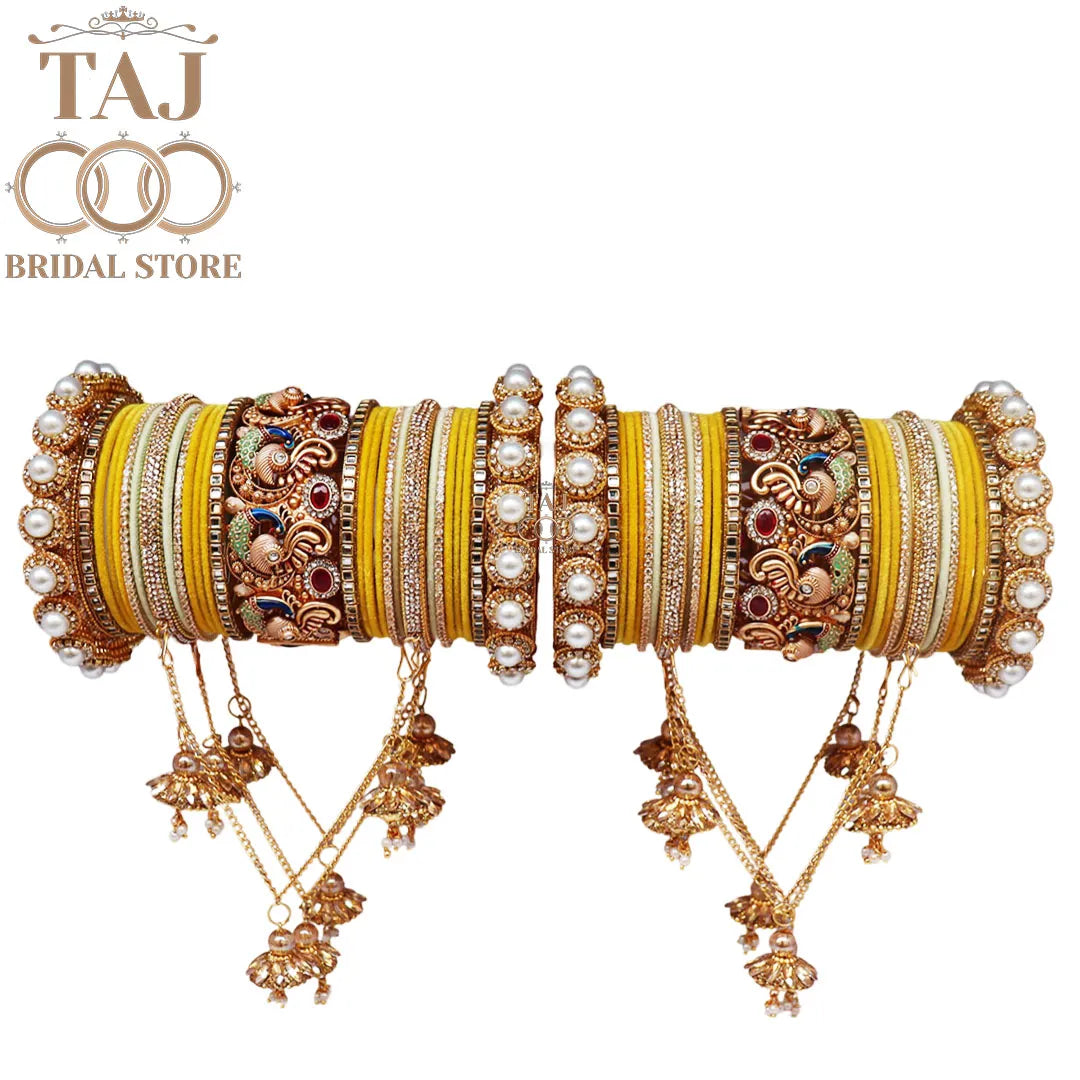 Bridal Bangles Set With Best Peacock And Jhoola Latkan Design