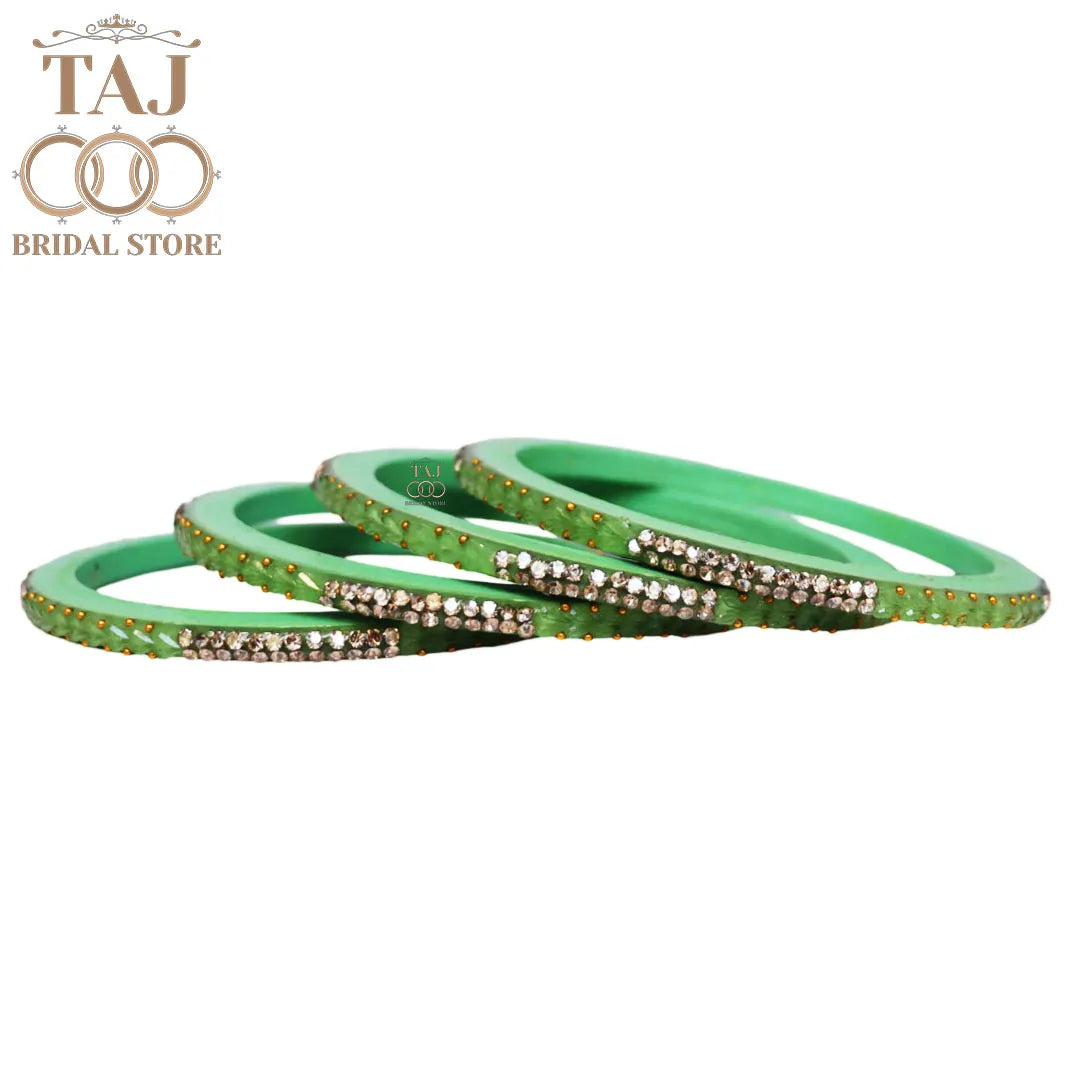 Rajasthani Lac Bangles With Beautiful Traditional Rhinestons Design