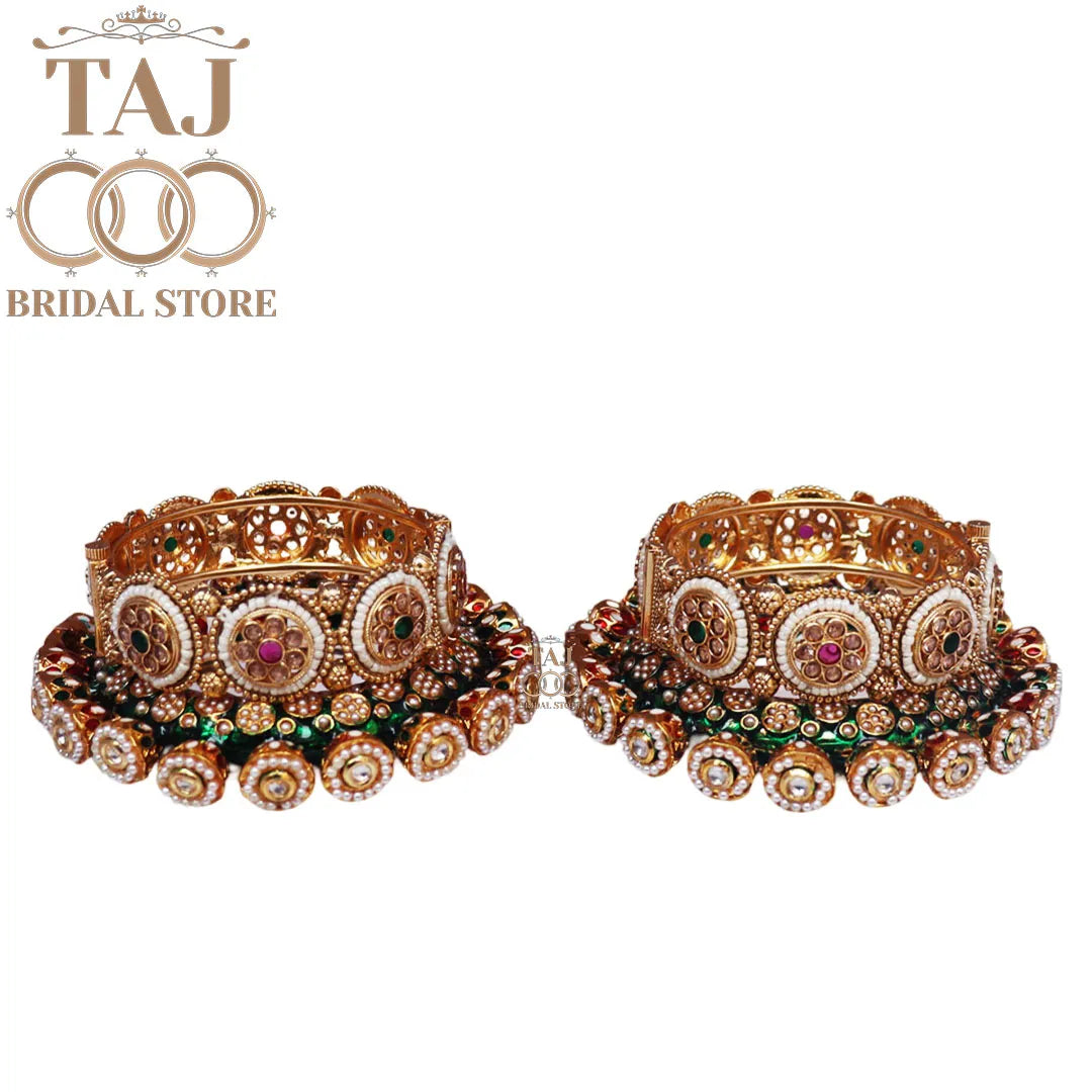 Rajwadi Bangles For Bride With Latest Design Openable Kada (Set of 4)