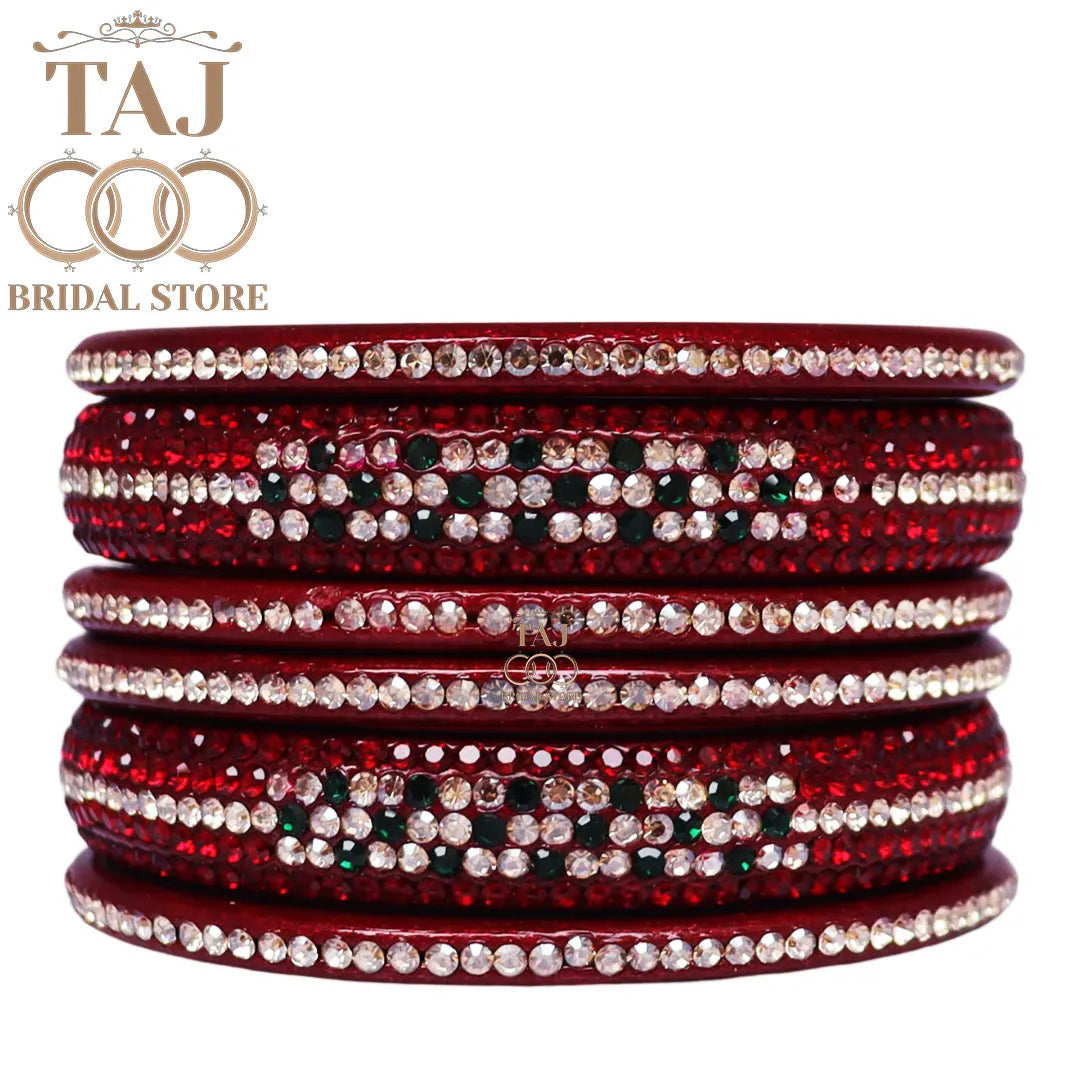 Lac Bangles Chura with Rhinestons Design