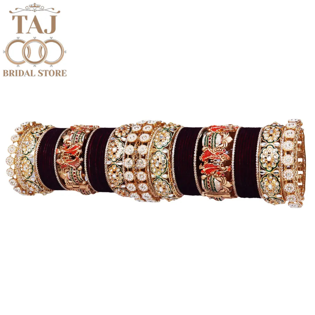 Rajwadi Bridal Chooda Set with Dulha-Dulhan Motifs