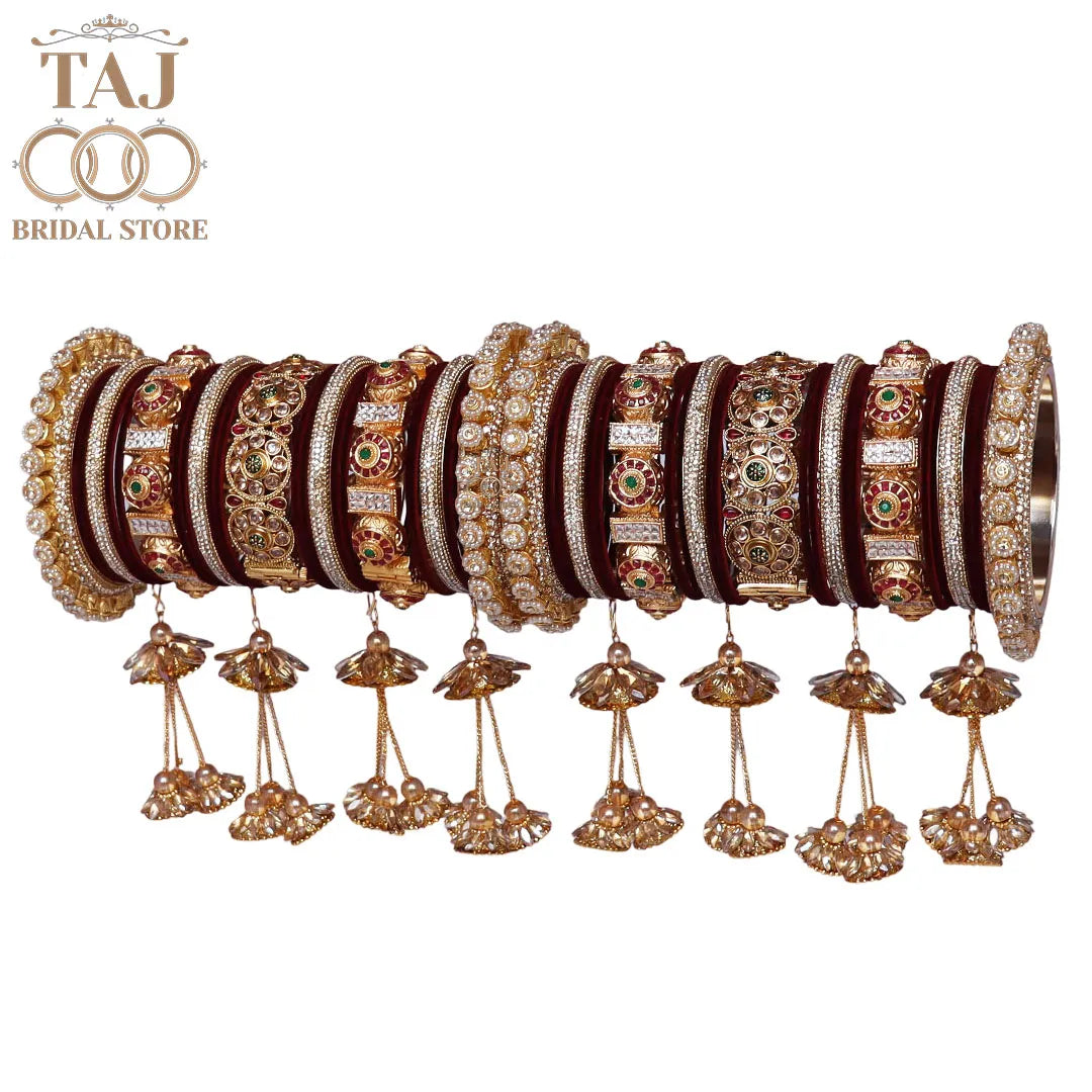 Luxurious Rajwadi Style Wedding Bangles Set With Latest Hanging's