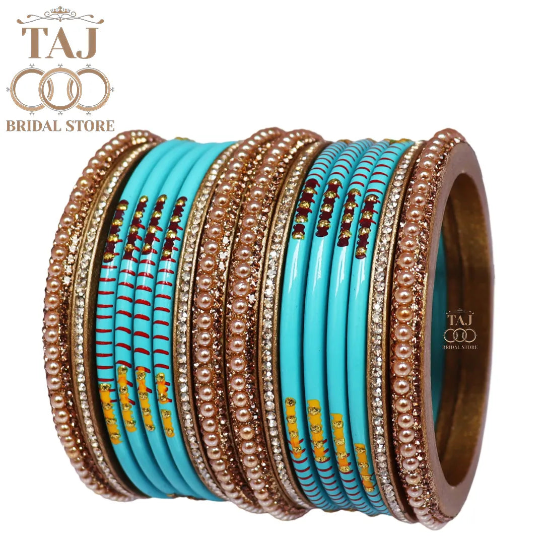 Diwali Special Short Lac Bangle Set with Beautiful Handpaint Design