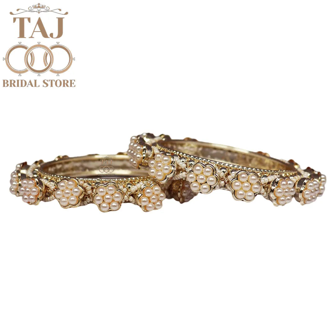 Elegant Pearl Design Kada Bangles (Set of 2)