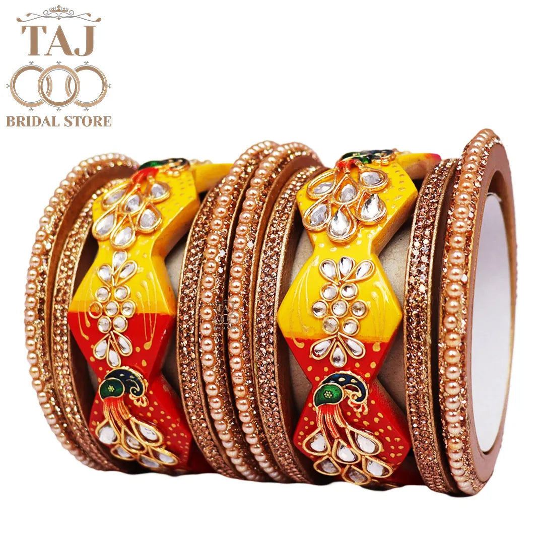 Premium Designer Lac Bangles Set with Latest Peacock Design