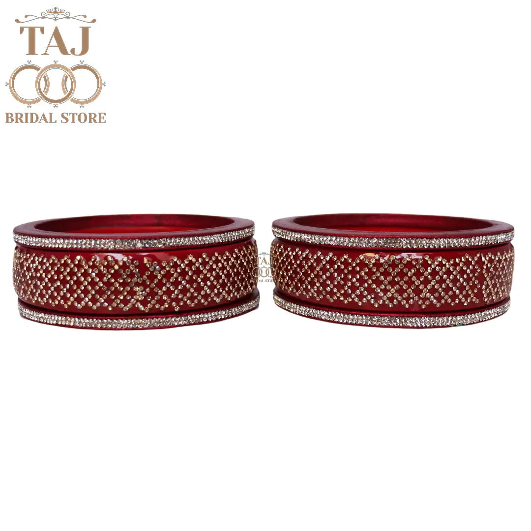 Premium Jaipuri Short Lac Bangles Set with Best Rhinestones Design