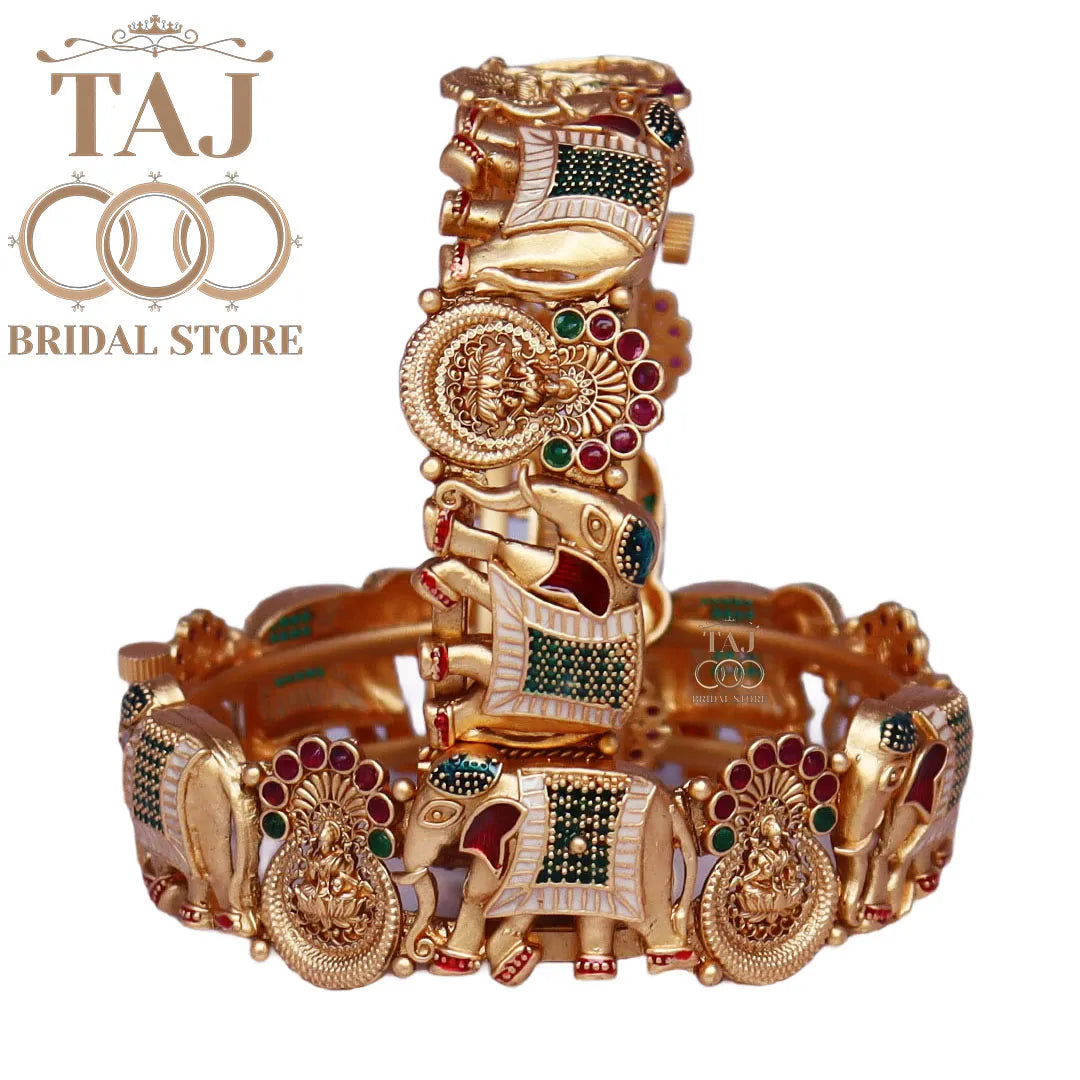 Rajwadi Metal Kada with Beautiful Elephant Design (Pack of 2)