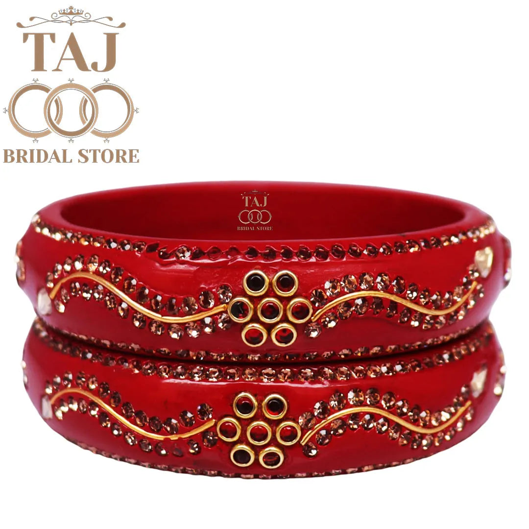 Daily Wear Designer Lac Kada With New Flower And Lace Design (Set Of 2)