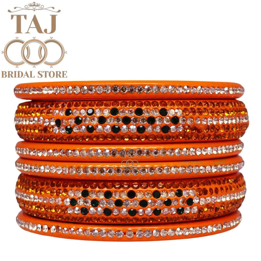 Lac Bangles Chura with Rhinestons Design