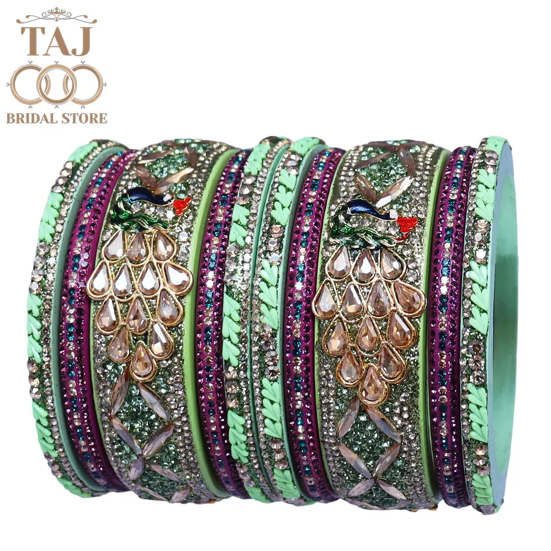 Luxurious Rajasthani Short Lac Bangles Set with Latest Peacock Design