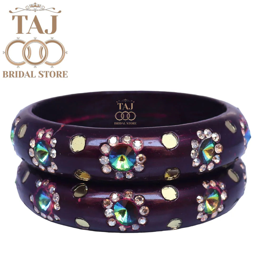 Lac Kada With Beautiful Rhinestone Design (Pack of 2)