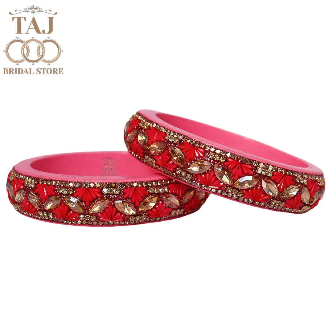 Jaipuri Stylish Lac Kada Bangles in Latest Kundan Rhinestones Design