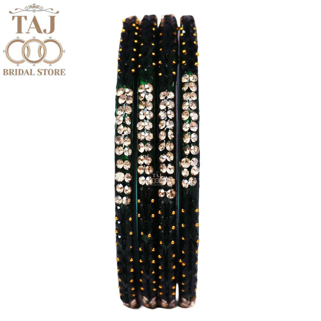 Rajasthani Lac Bangles With Beautiful Traditional Rhinestons Design