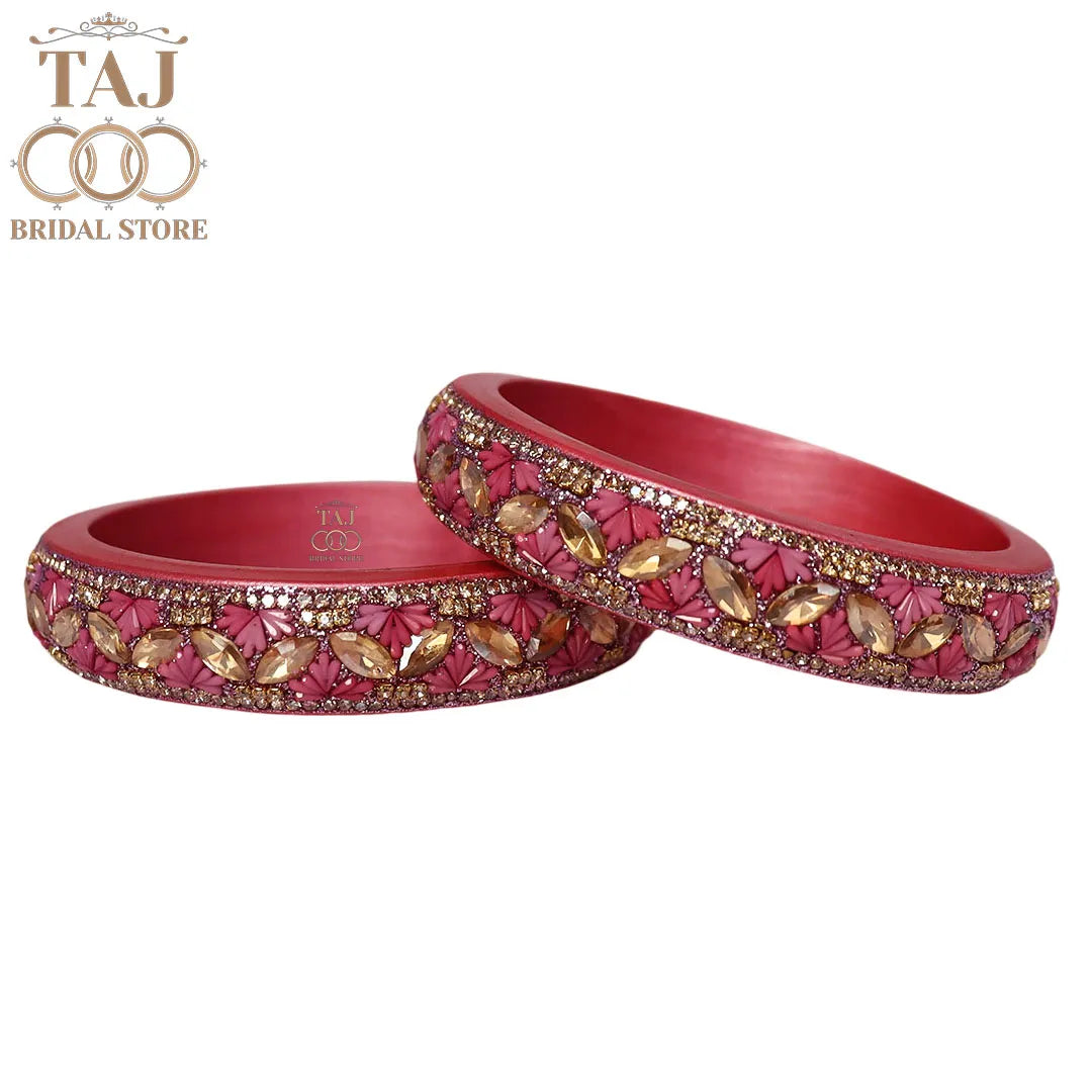 Jaipuri Stylish Lac Kada Bangles in Latest Kundan Rhinestones Design