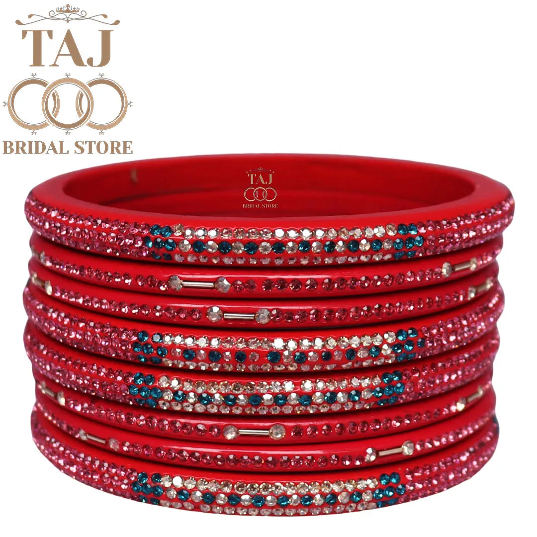 Traditional Lac Short Chura Set With Beautiful Best Rhinestons Design (Set Of 8)