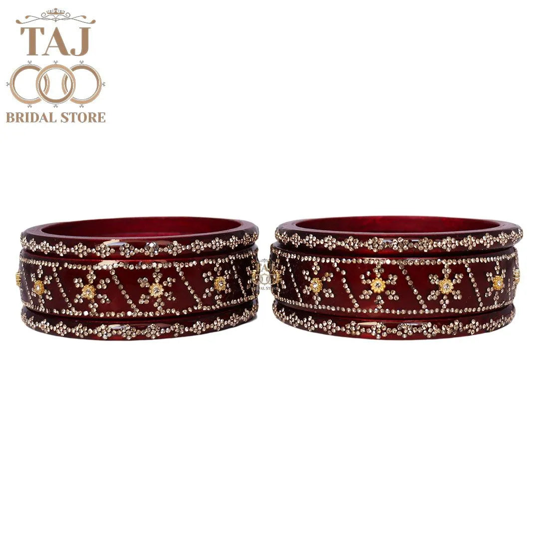 Premium Designer Short Lac Bangles Set with Latest Rhinestones Design