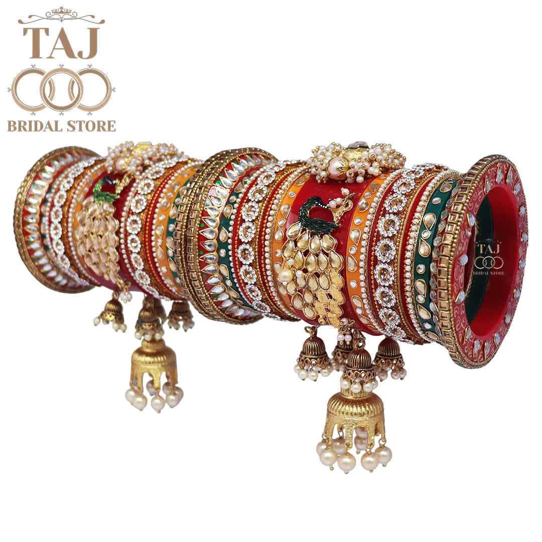 Rajwadi Wedding Chuda Set With Beautiful Peacock And Latest Jhoomer Design