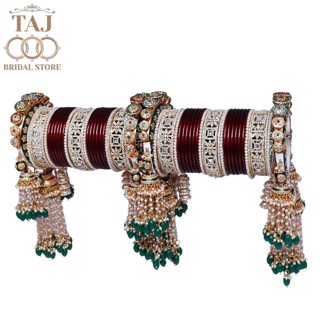 Luxurious Rajwadi Bangles Set with Best AD Bangles and Jhoomer Design