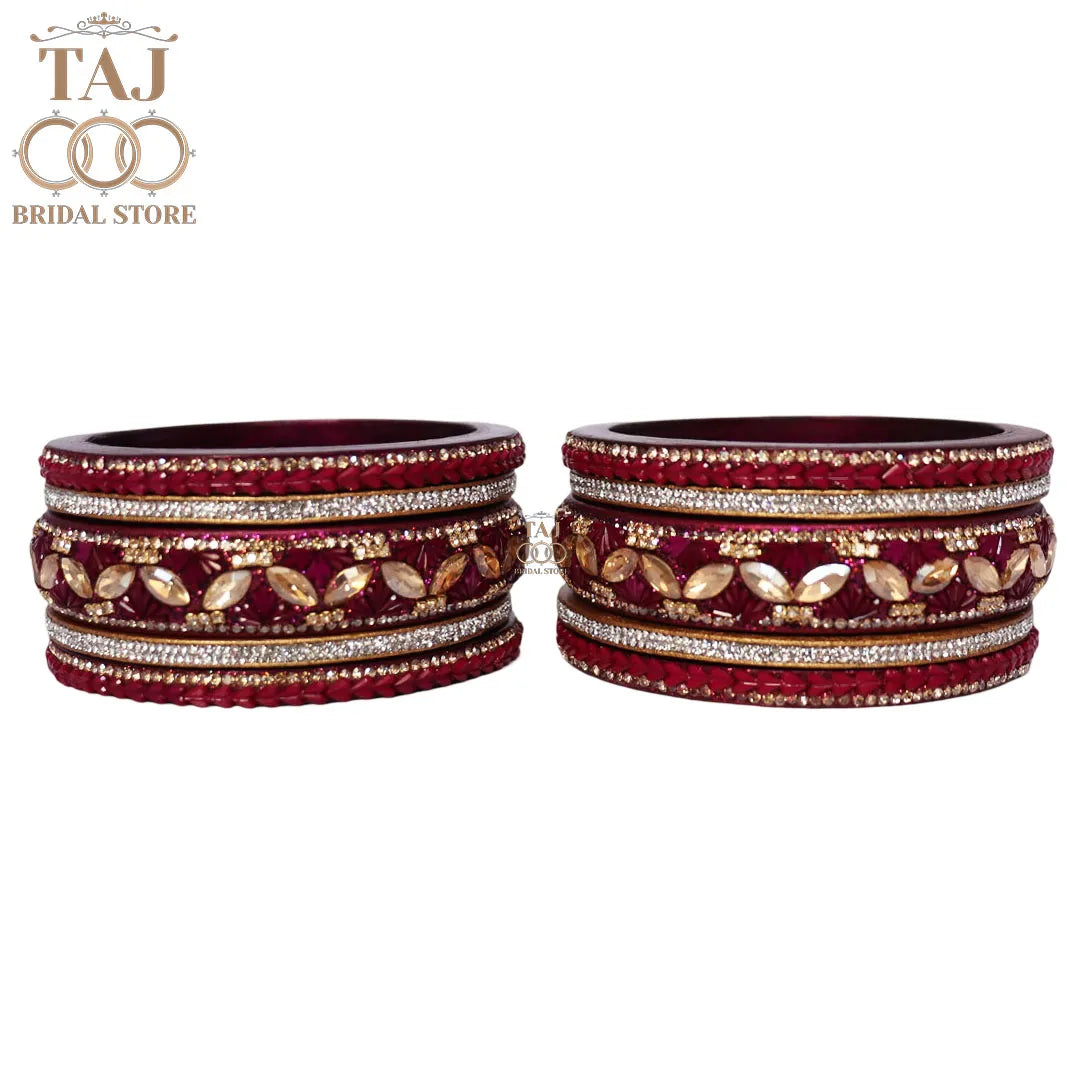 Women's Rajasthani Short Lac Bangles Set With Latest Kundan Design