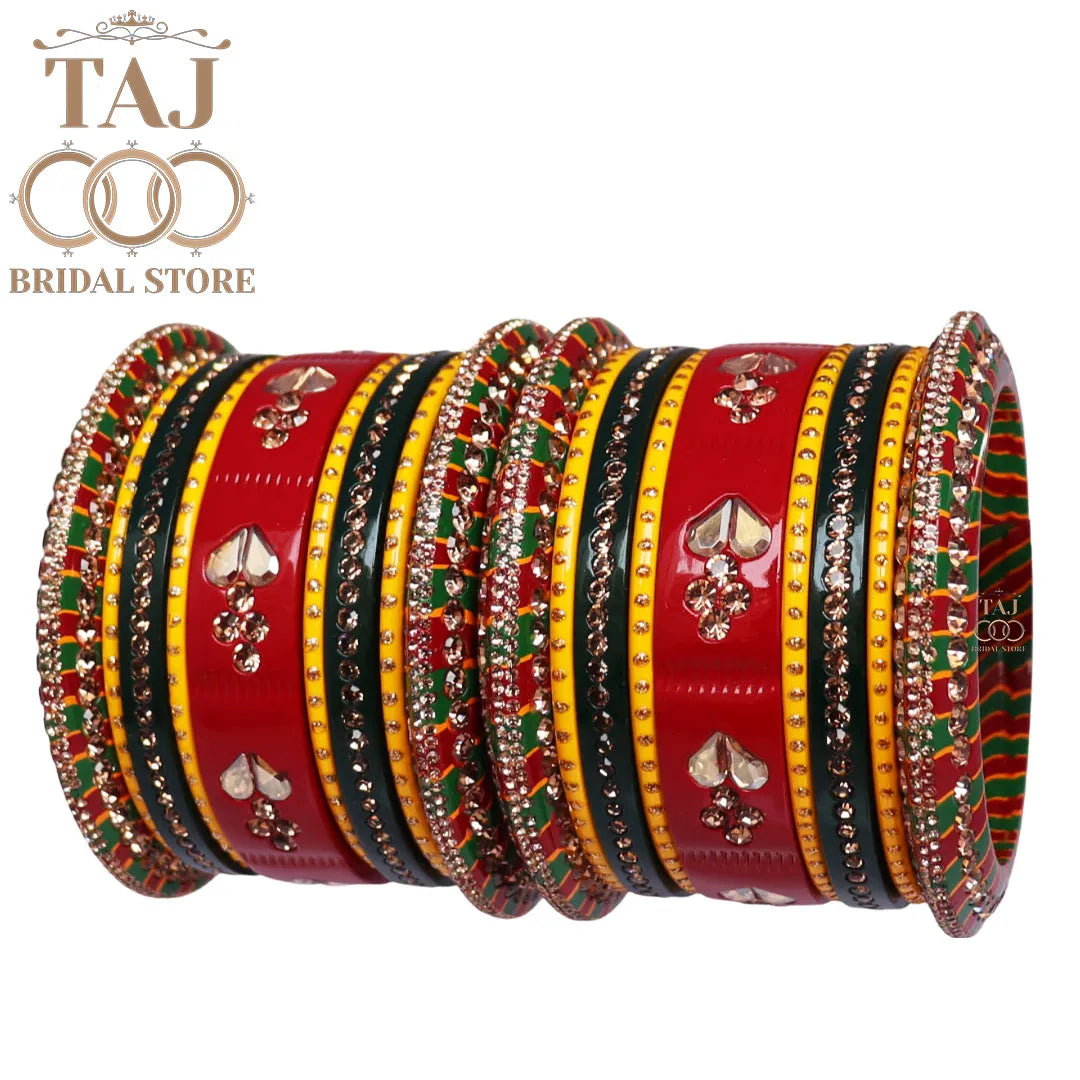 Rajasthani Lakh Chura With Beautiful Kundan and Rhinestones Design