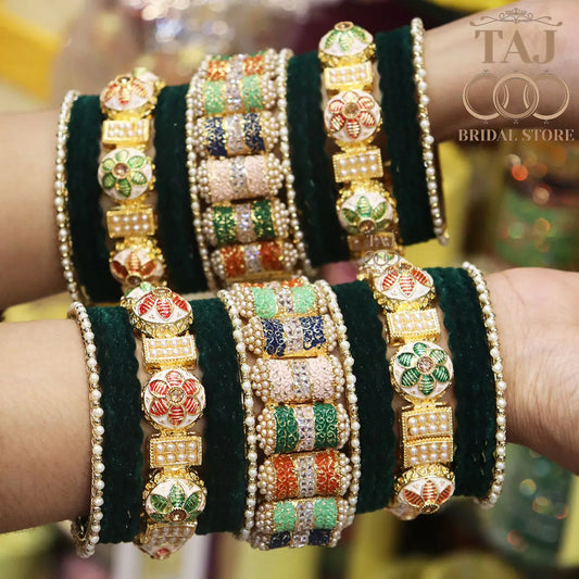 Latest Design Rajwadi Bangle Set in Beautiful Design Taj Bridal Store