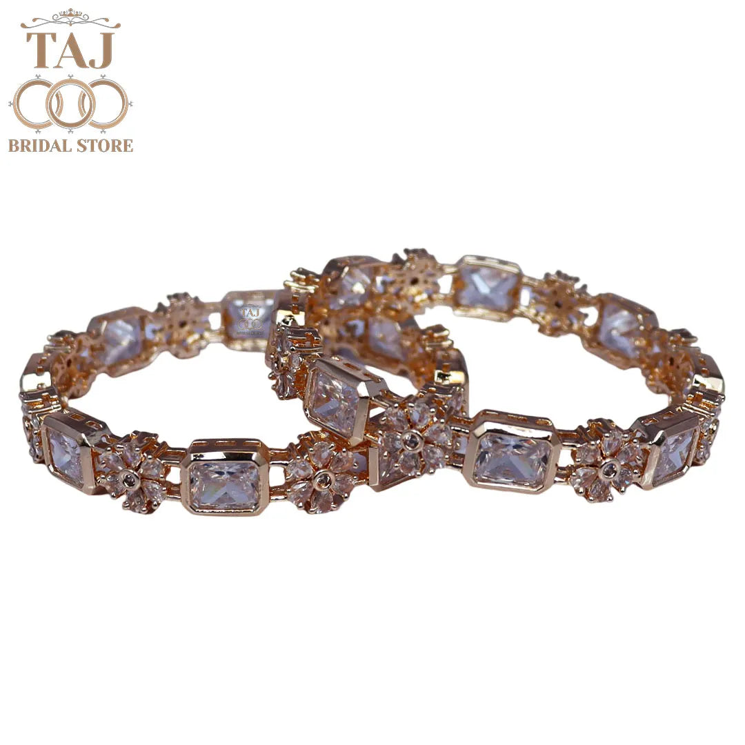 Designer AD Metal Kada Pair with Latest AD Stones Design
