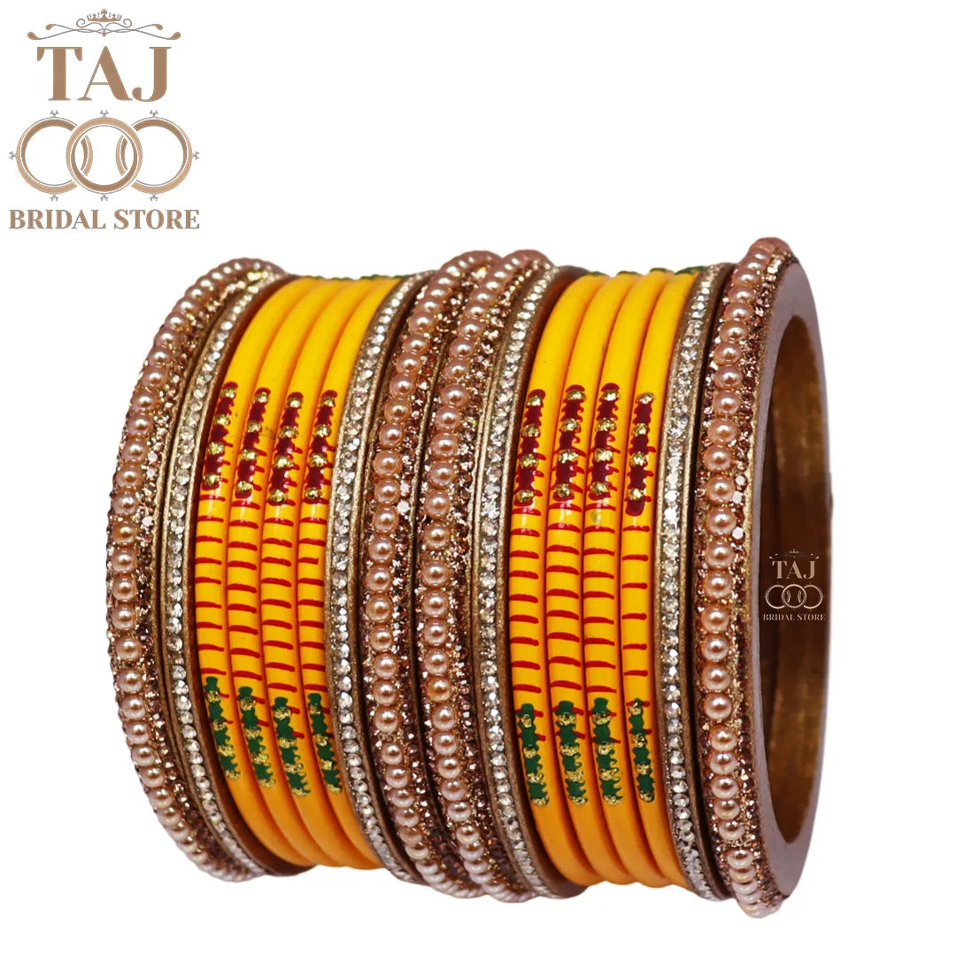 Diwali Special Short Lac Bangle Set with Beautiful Handpaint Design