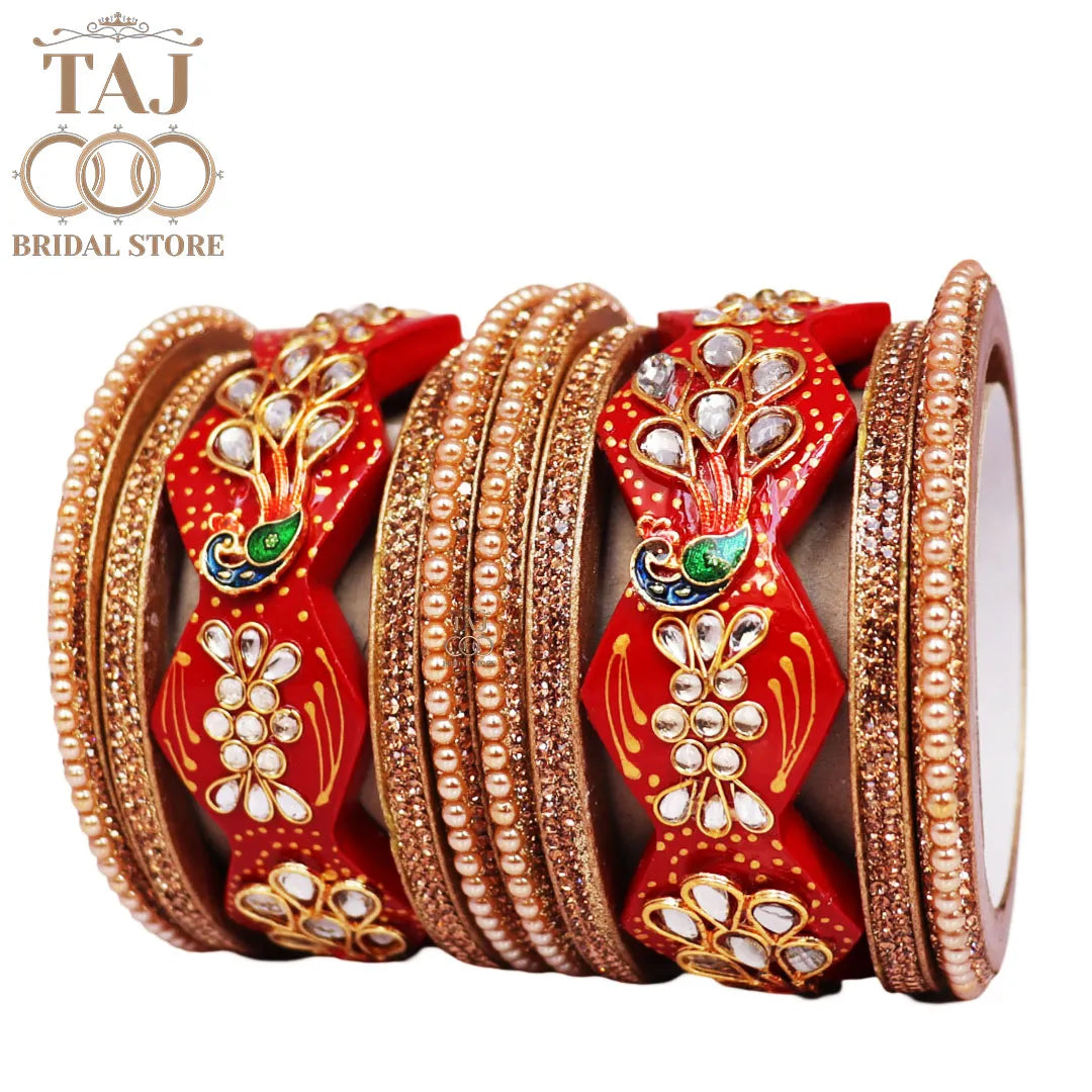 Premium Designer Lac Bangles Set with Latest Peacock Design