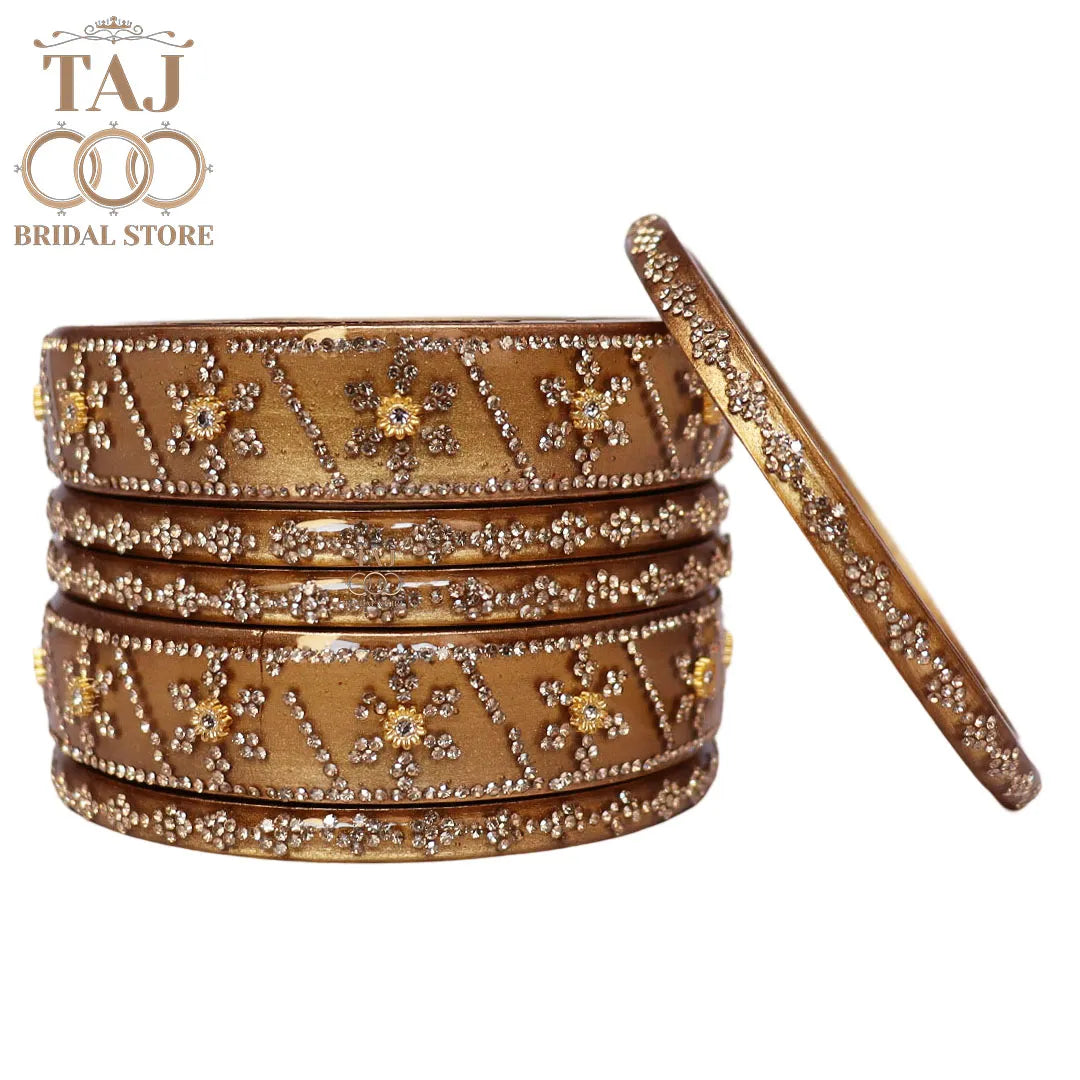 Premium Designer Short Lac Bangles Set with Latest Rhinestones Design